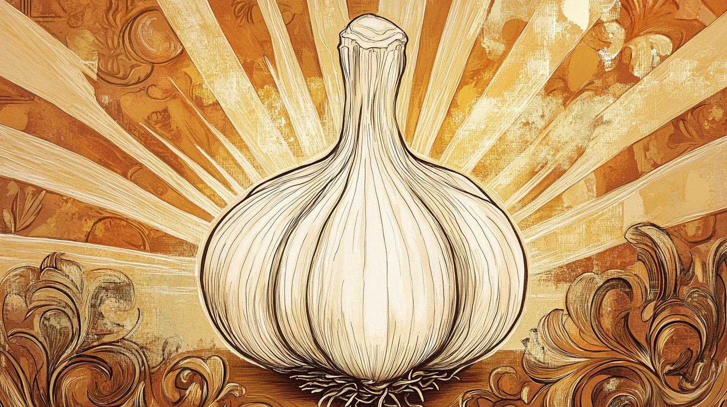 复古风格大蒜插画