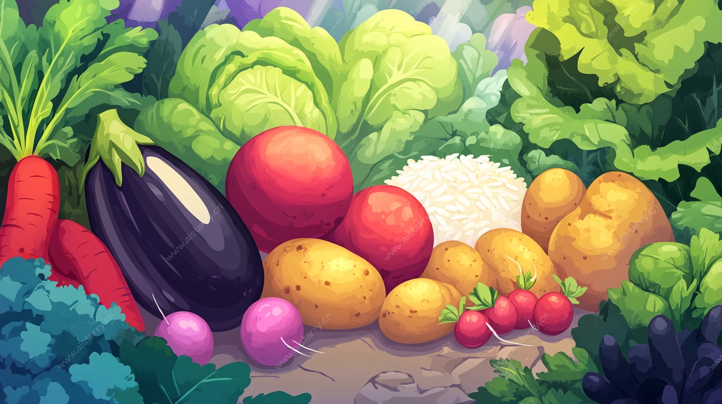 田园风多彩蔬菜插画