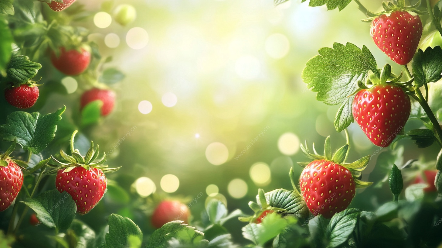 阳光下的草莓田园风光