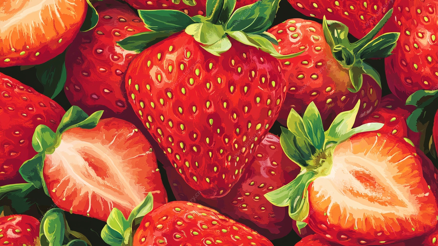 缤纷草莓插画