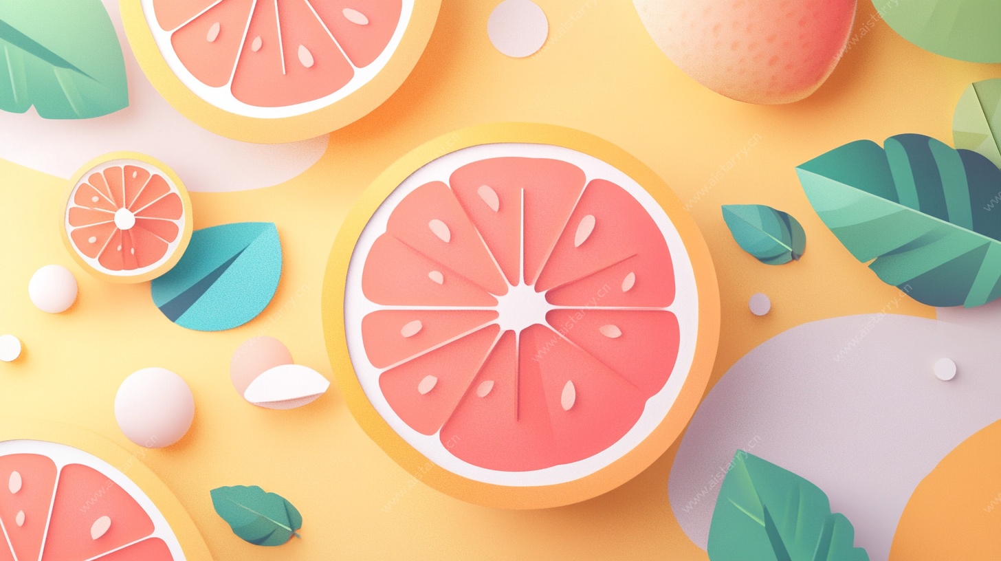 多汁柑橘插画 清新水果风