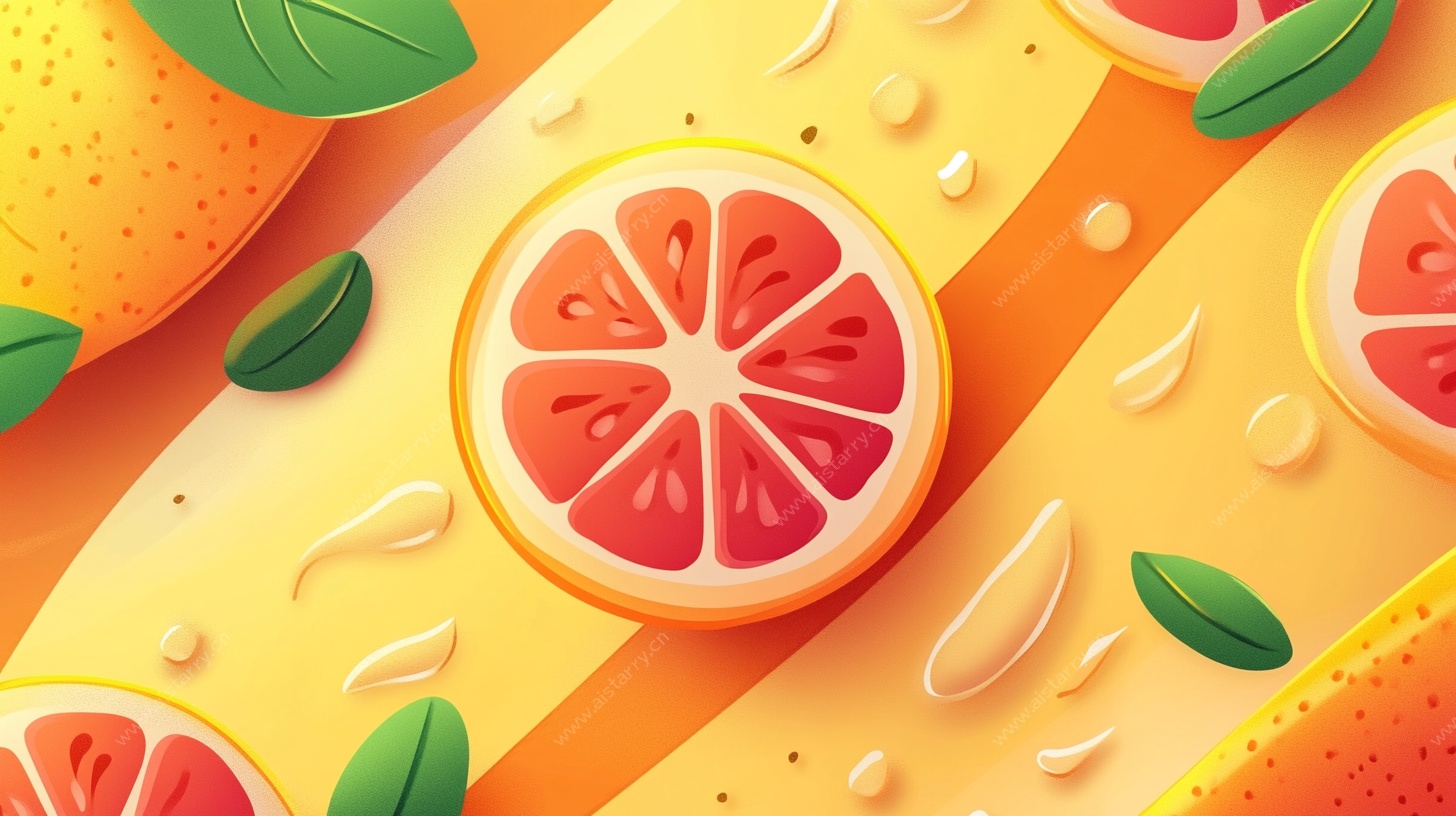 多汁西柚插画背景图