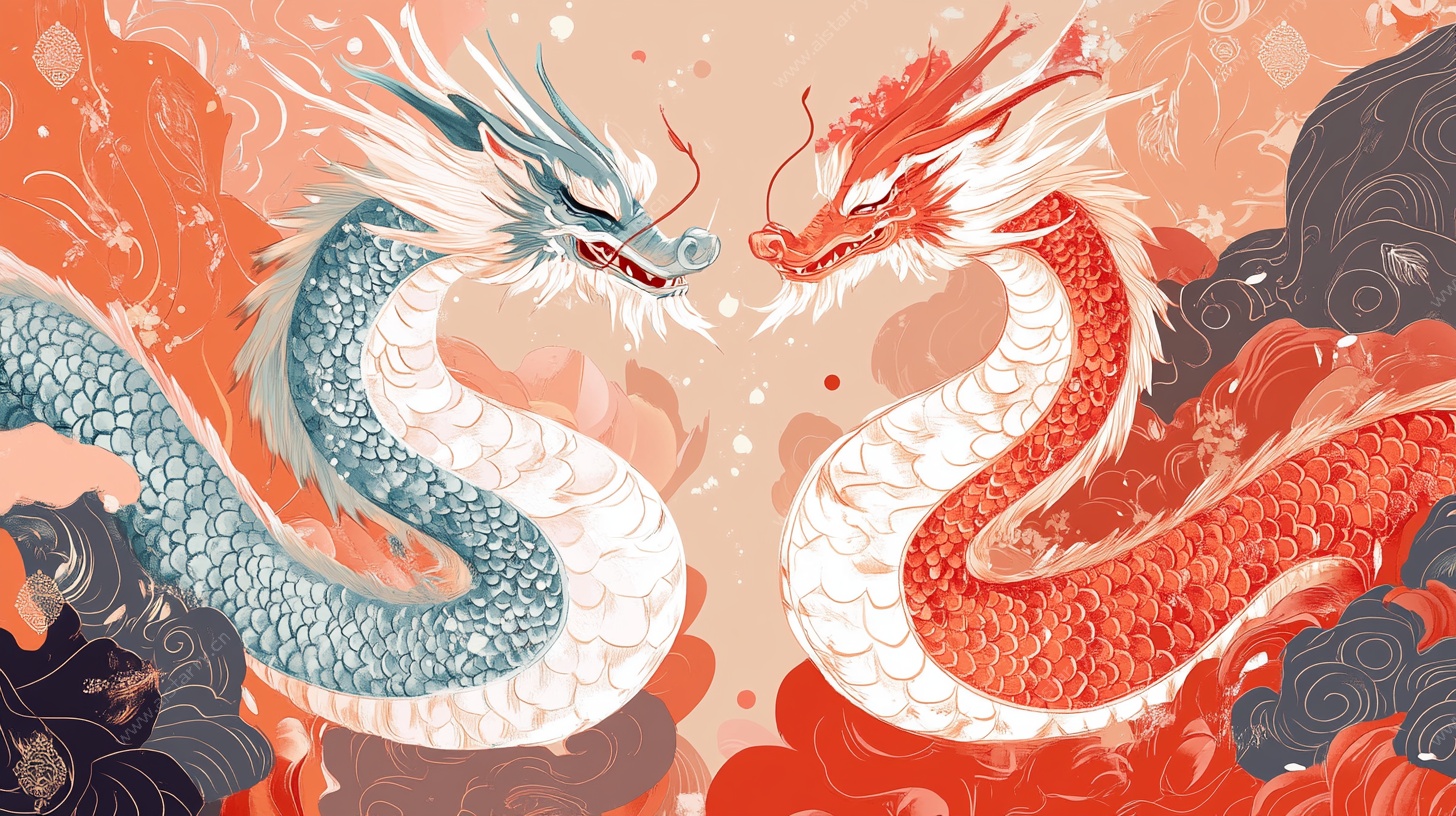 双生神龙对峙图