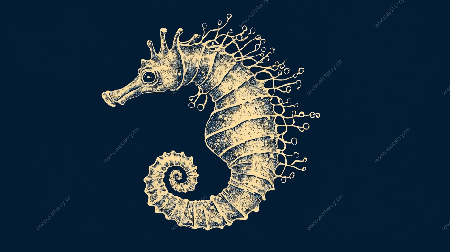 金色海马插画