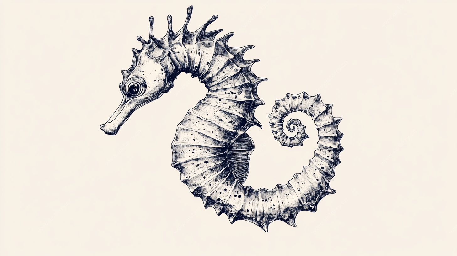 手绘风格海马图案插画