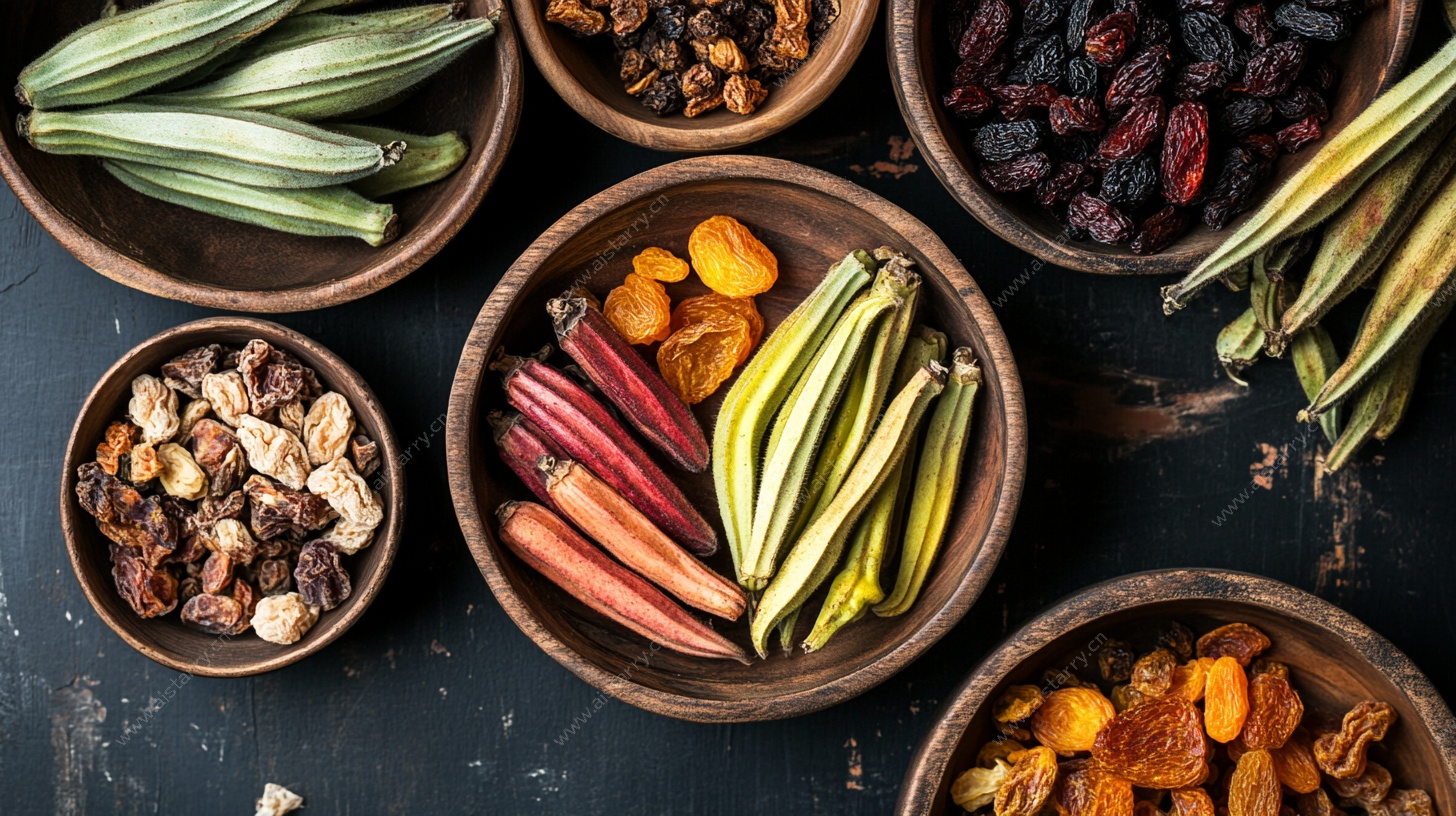 多样干菜与蔬果干摆拍