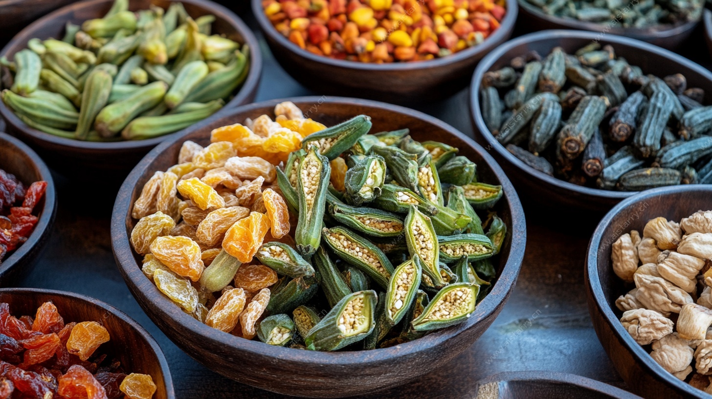 多样干果与秋葵干等干货
