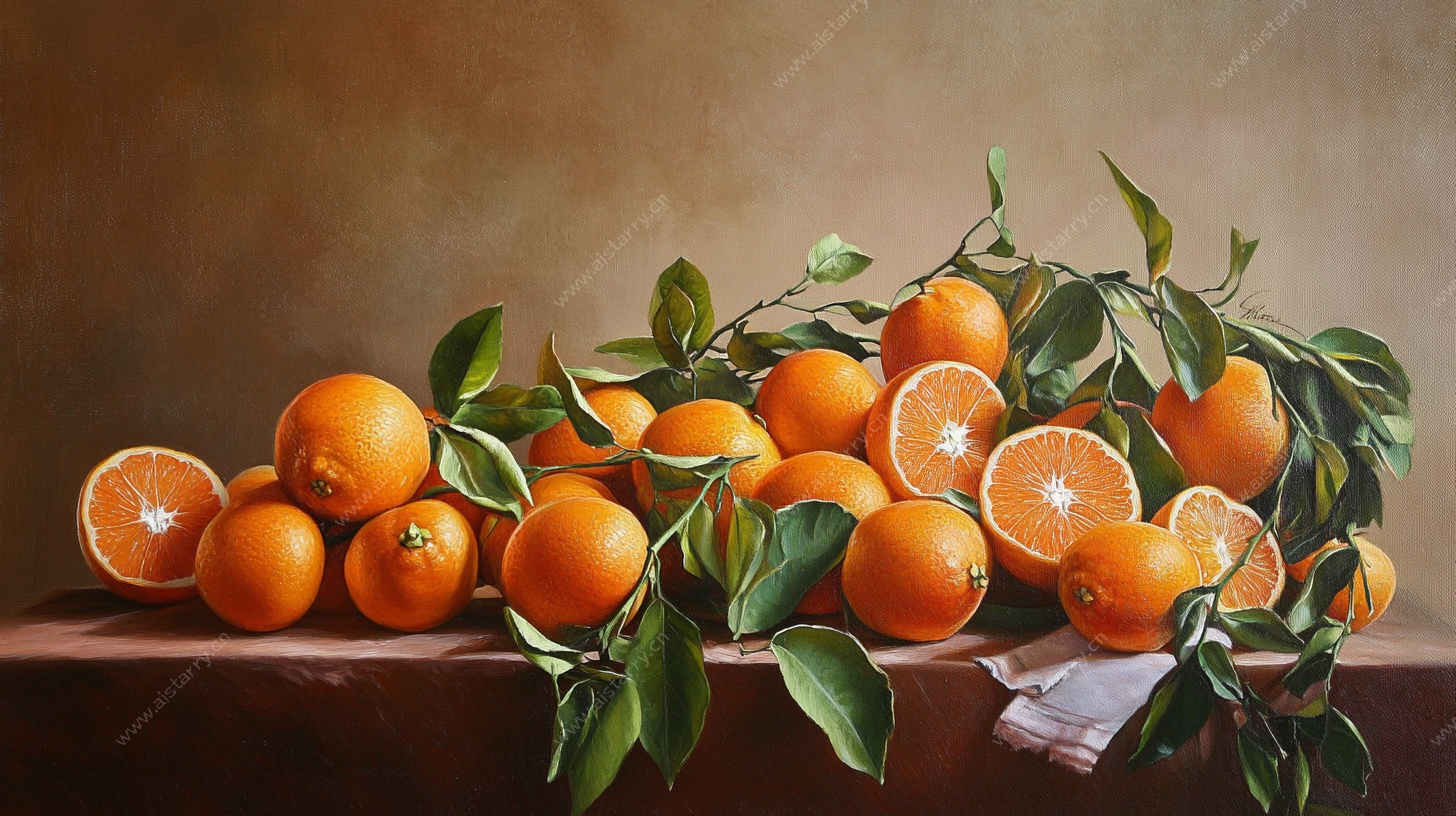 写实橙子静物油画