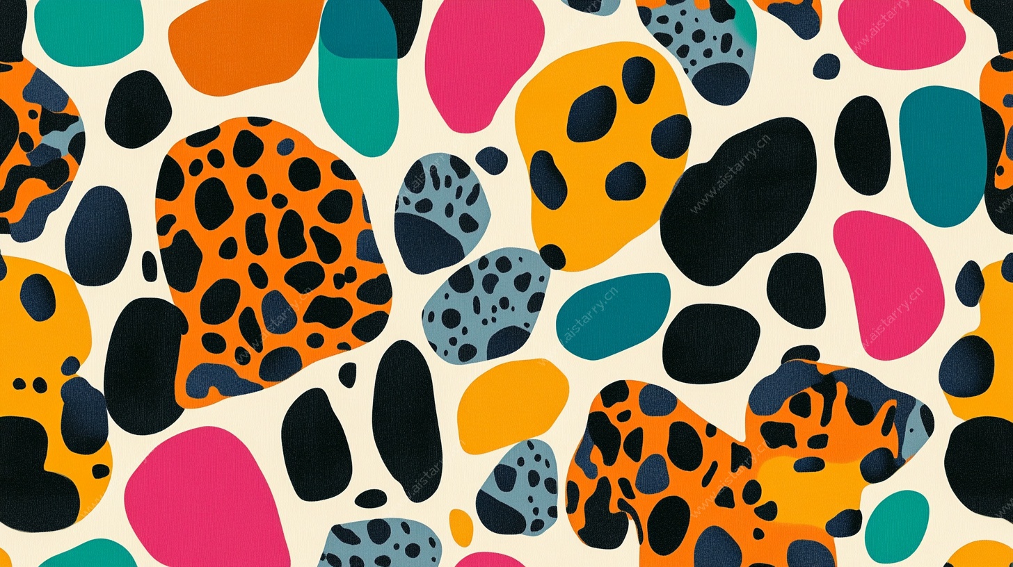 多彩豹纹风几何图案背景