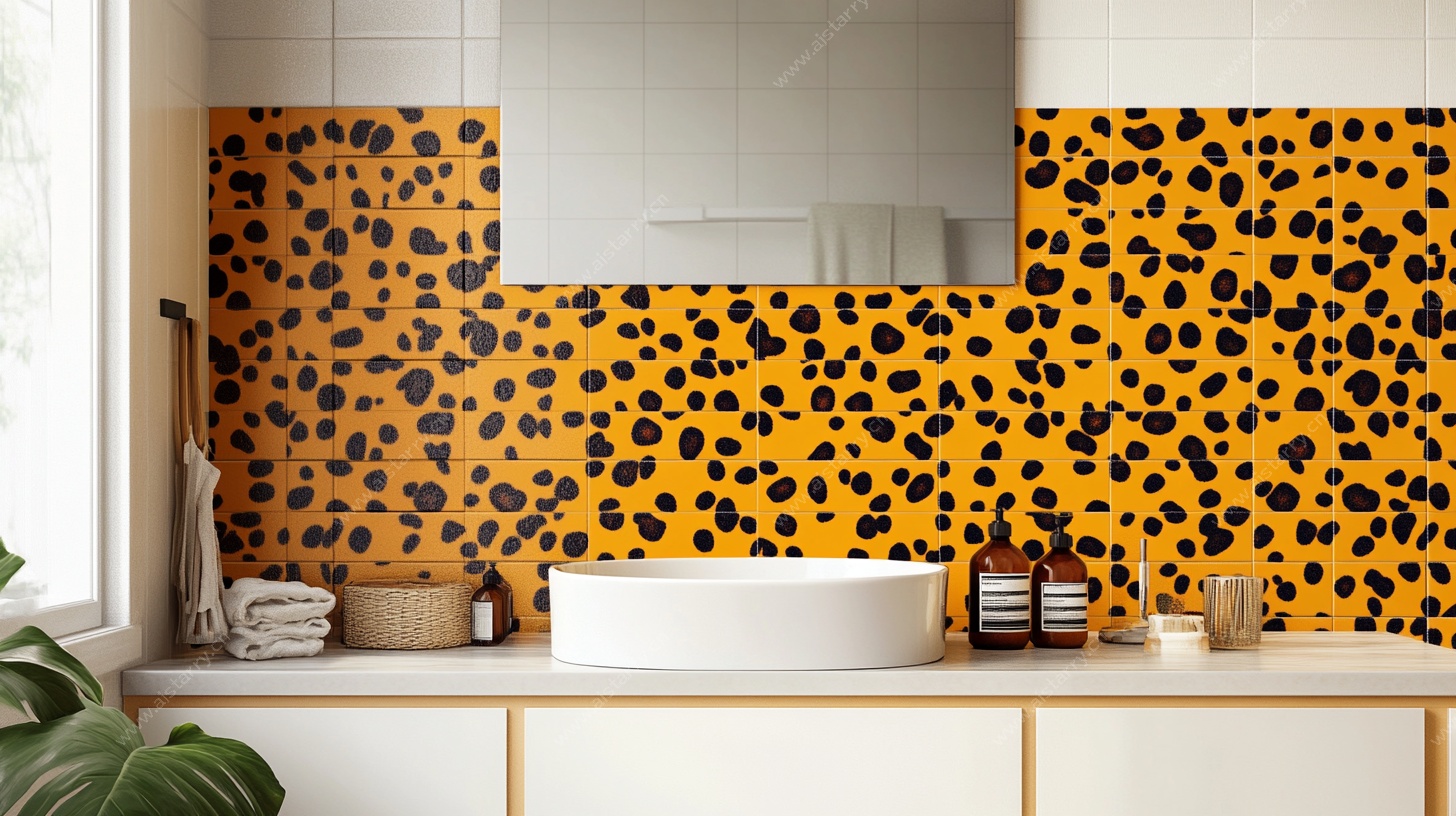 豹纹风浴室洗手台墙面