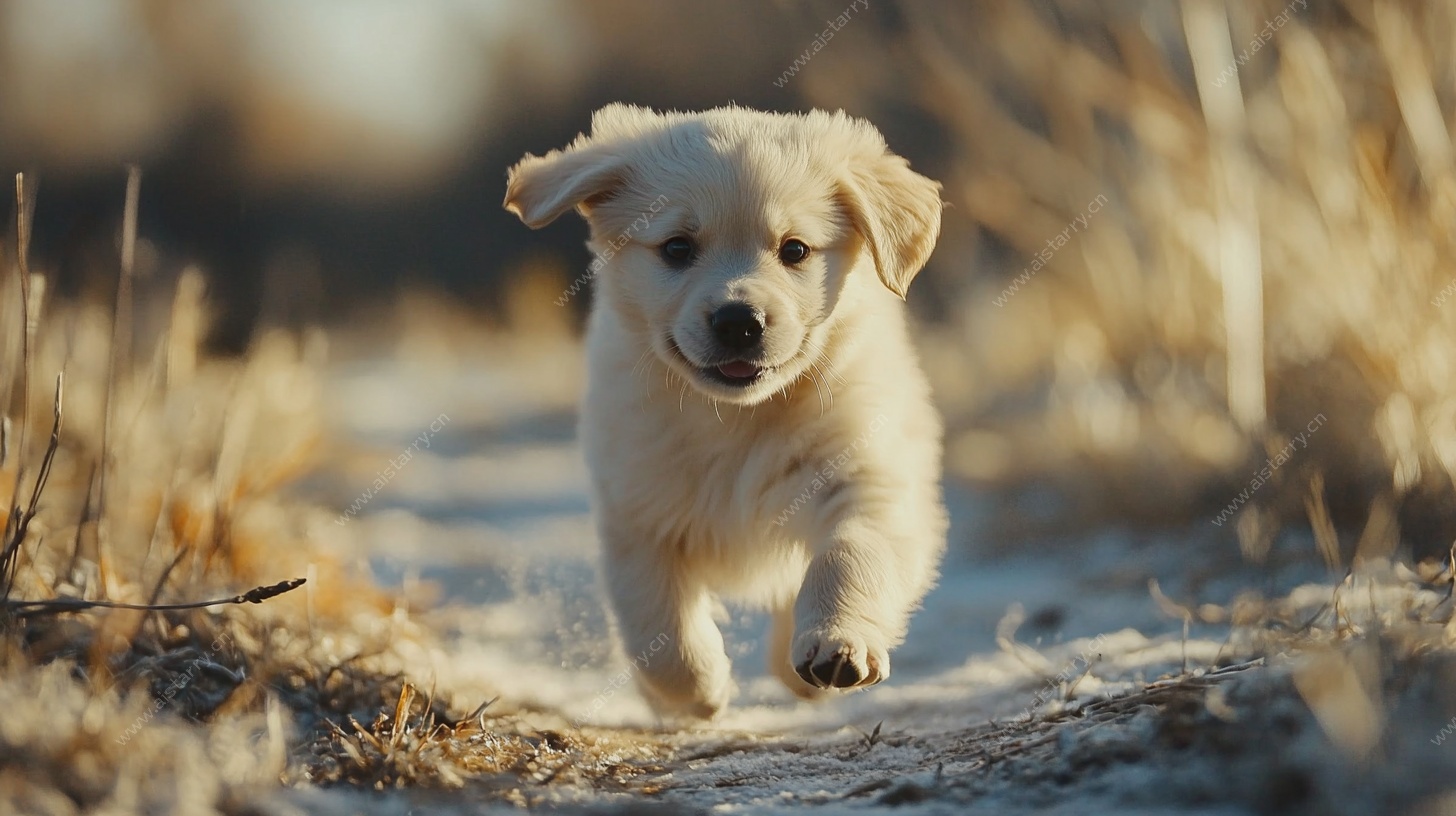 奔跑的小金毛犬