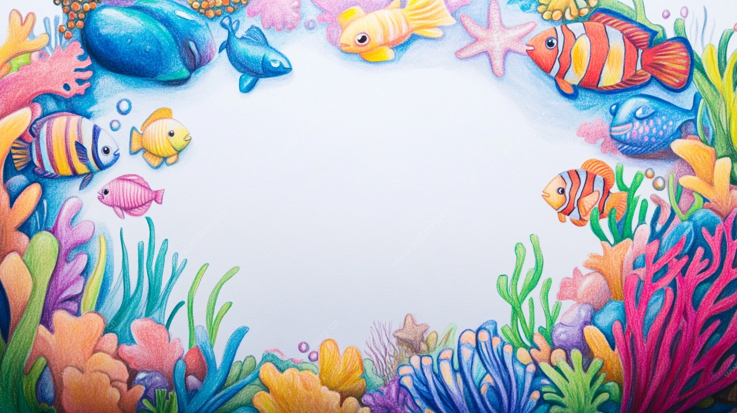 海底世界梦幻边框插画