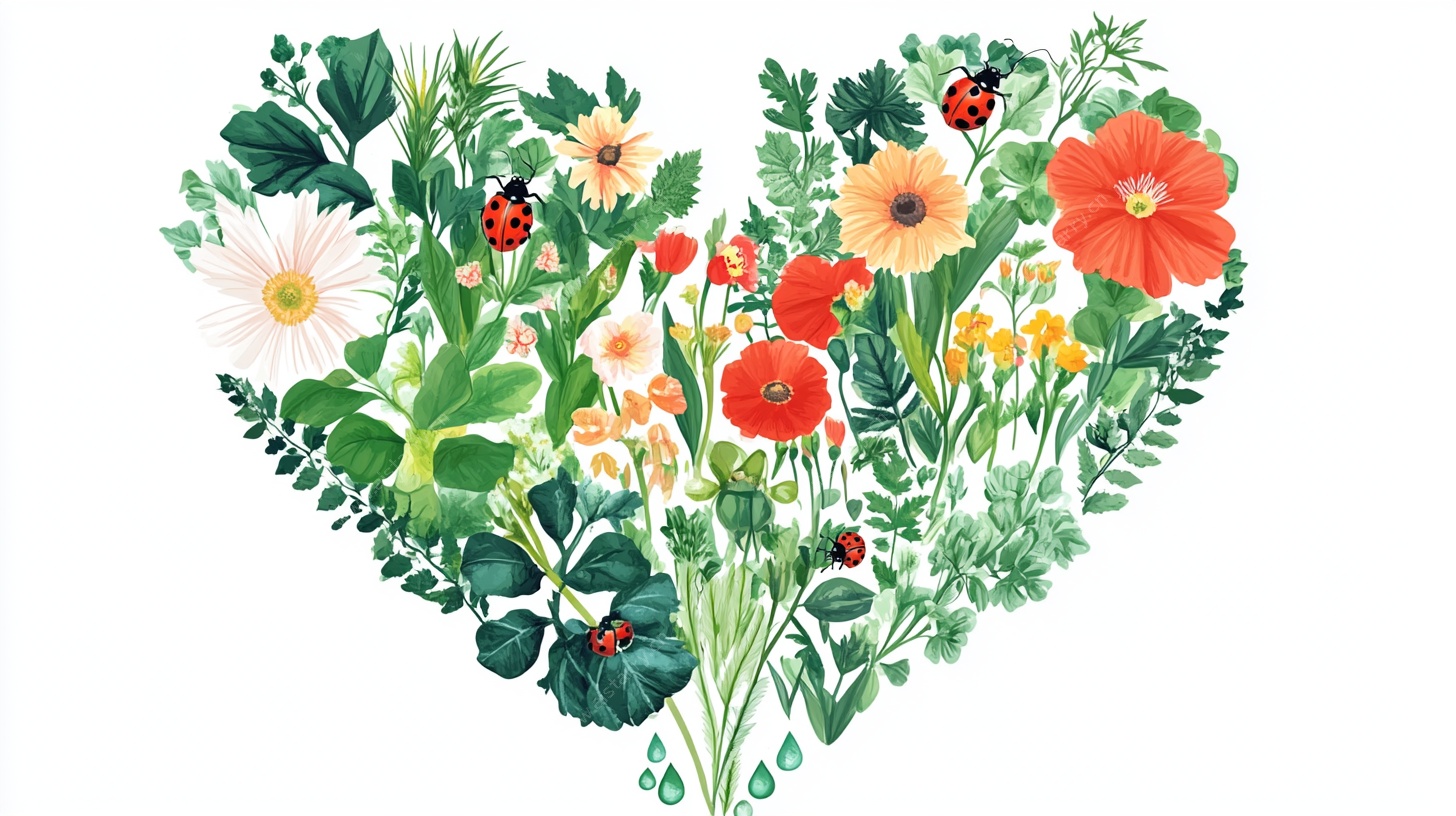 心形花卉插画 生机满满
