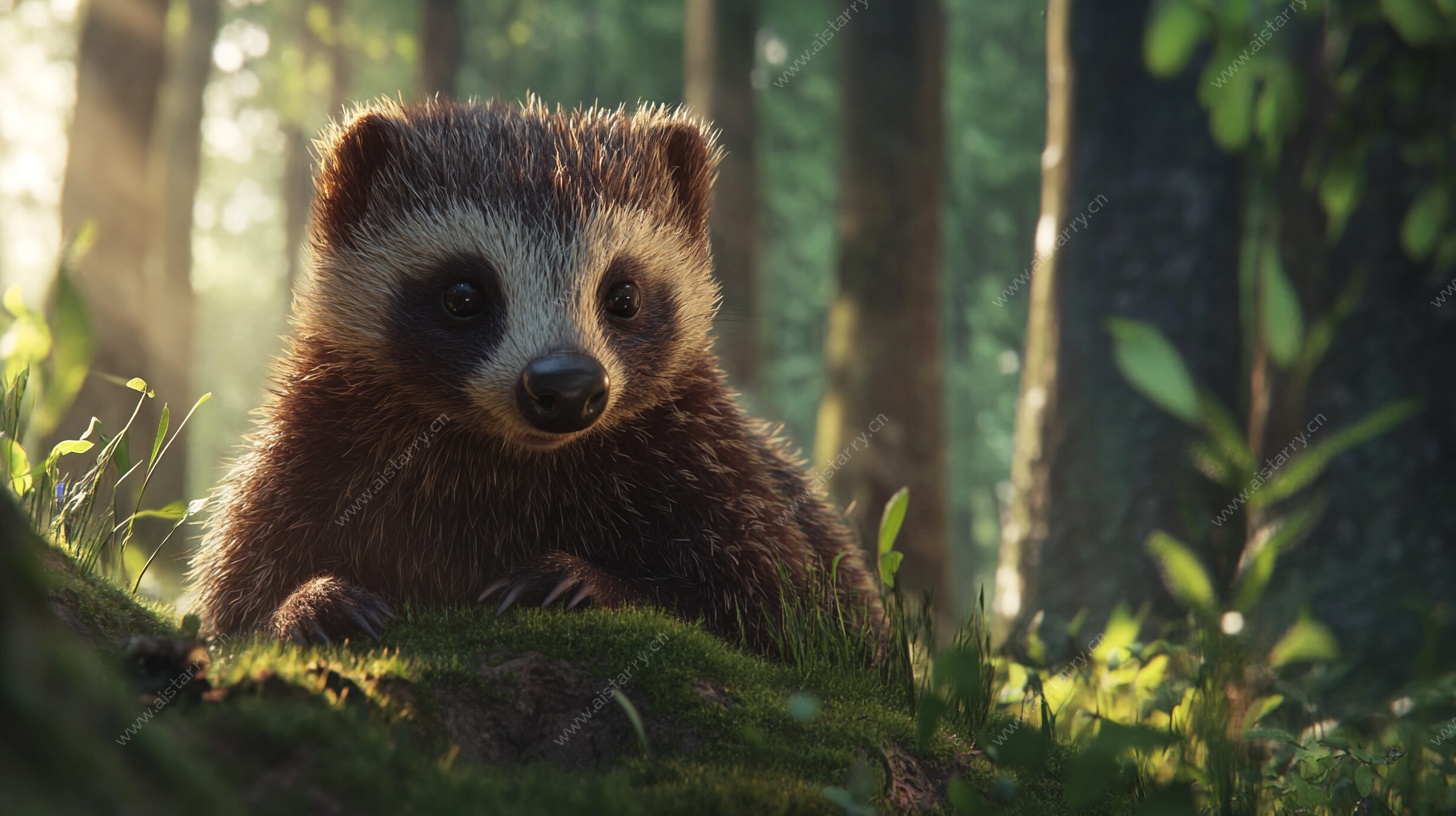 森林中的可爱獾
