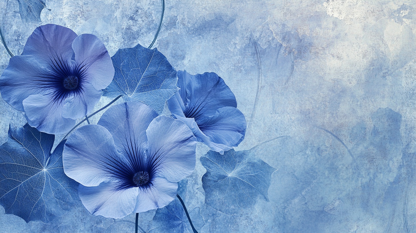梦幻蓝调牵牛花背景图