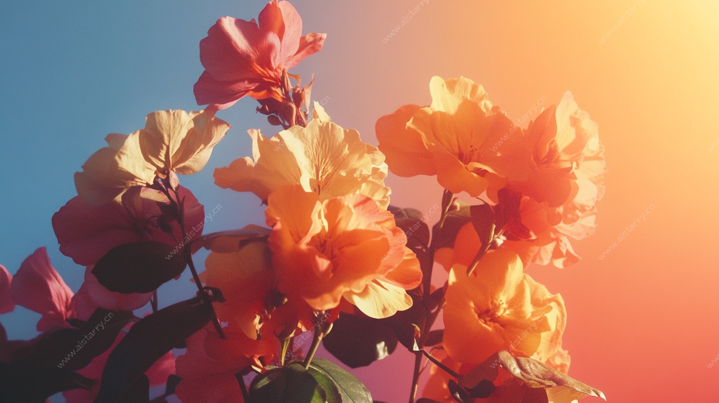 夕阳下的绚烂三角梅