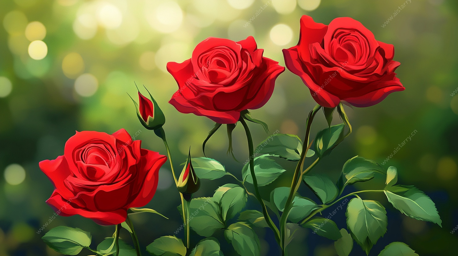 三朵娇艳红玫瑰