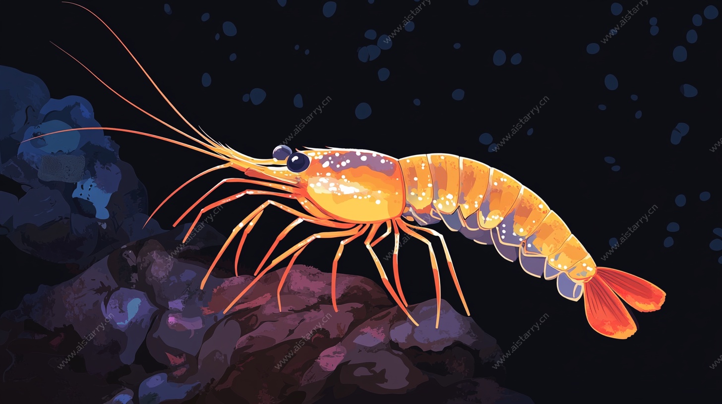 深海艳丽大虾插画
