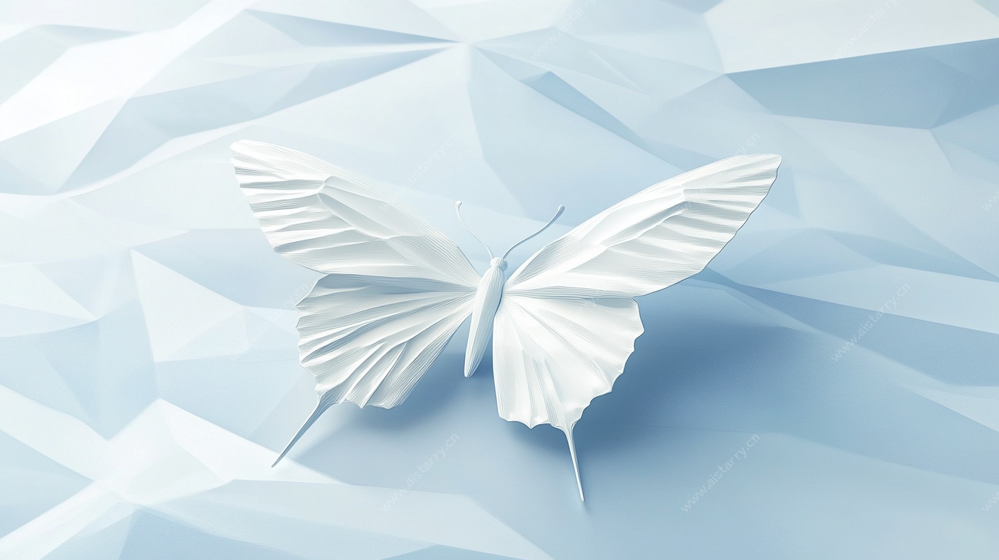 纸艺白蝴蝶 立体几何背景