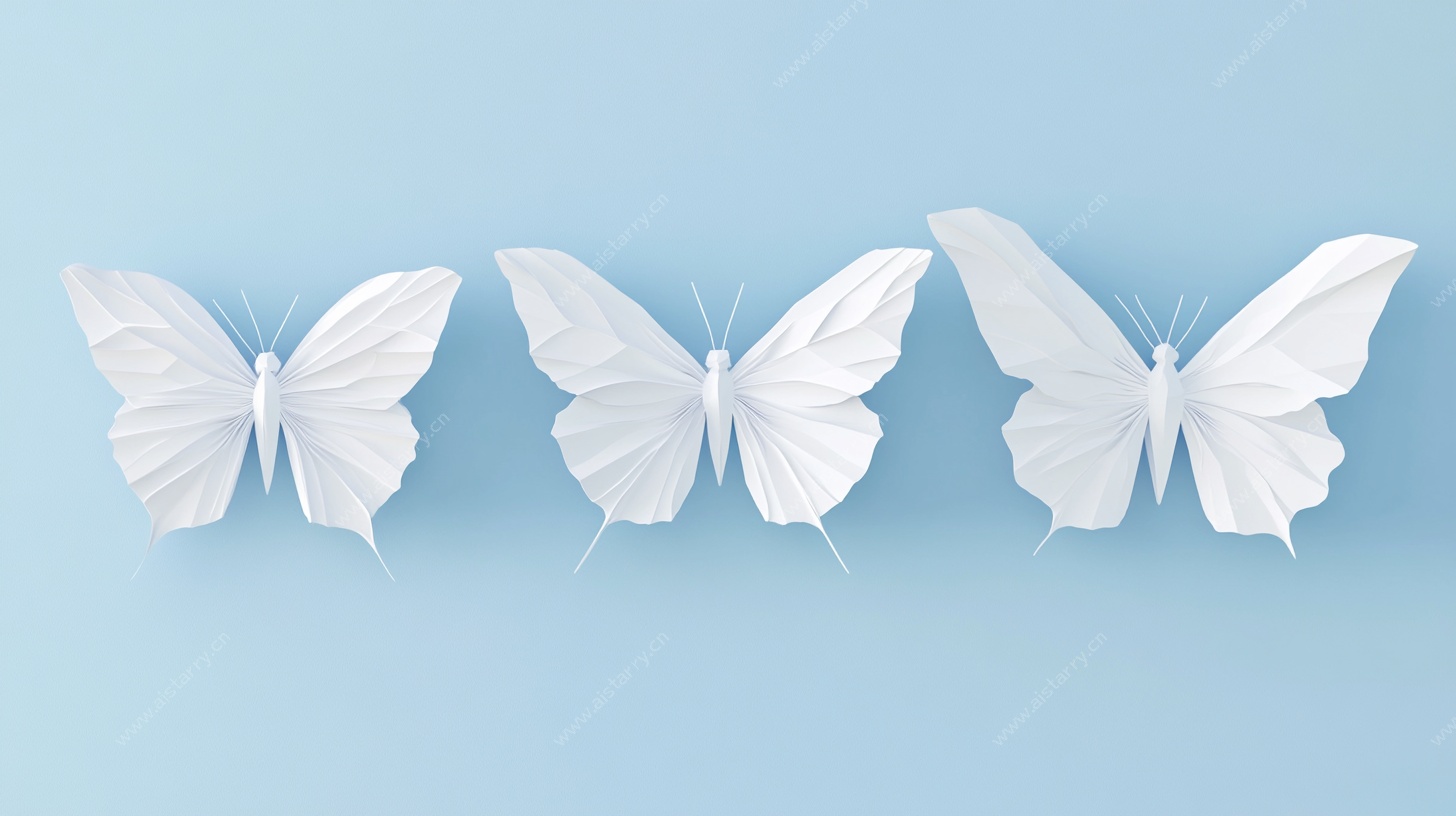 三只折纸白蝴蝶