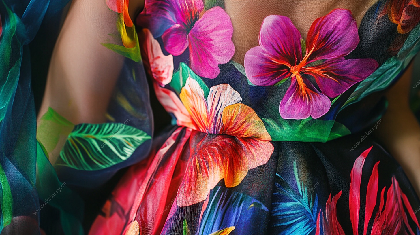 绚丽花卉图案女士服装