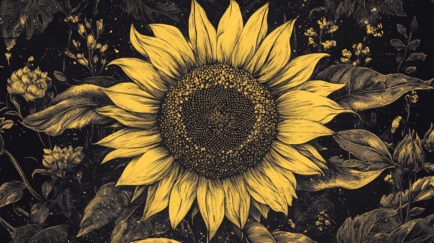 复古风向日葵花卉图案