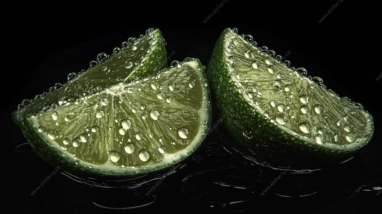 水滴青柠切片特写