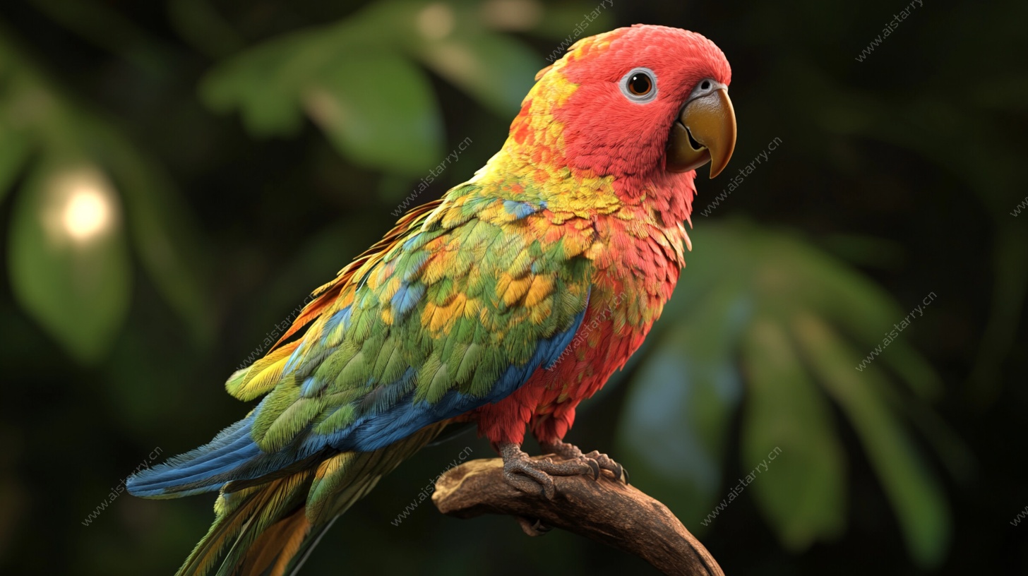 多彩鹦鹉栖息枝头