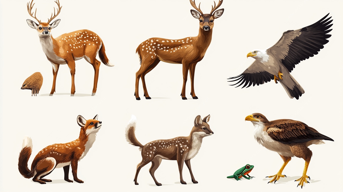 野生动物集合插画
