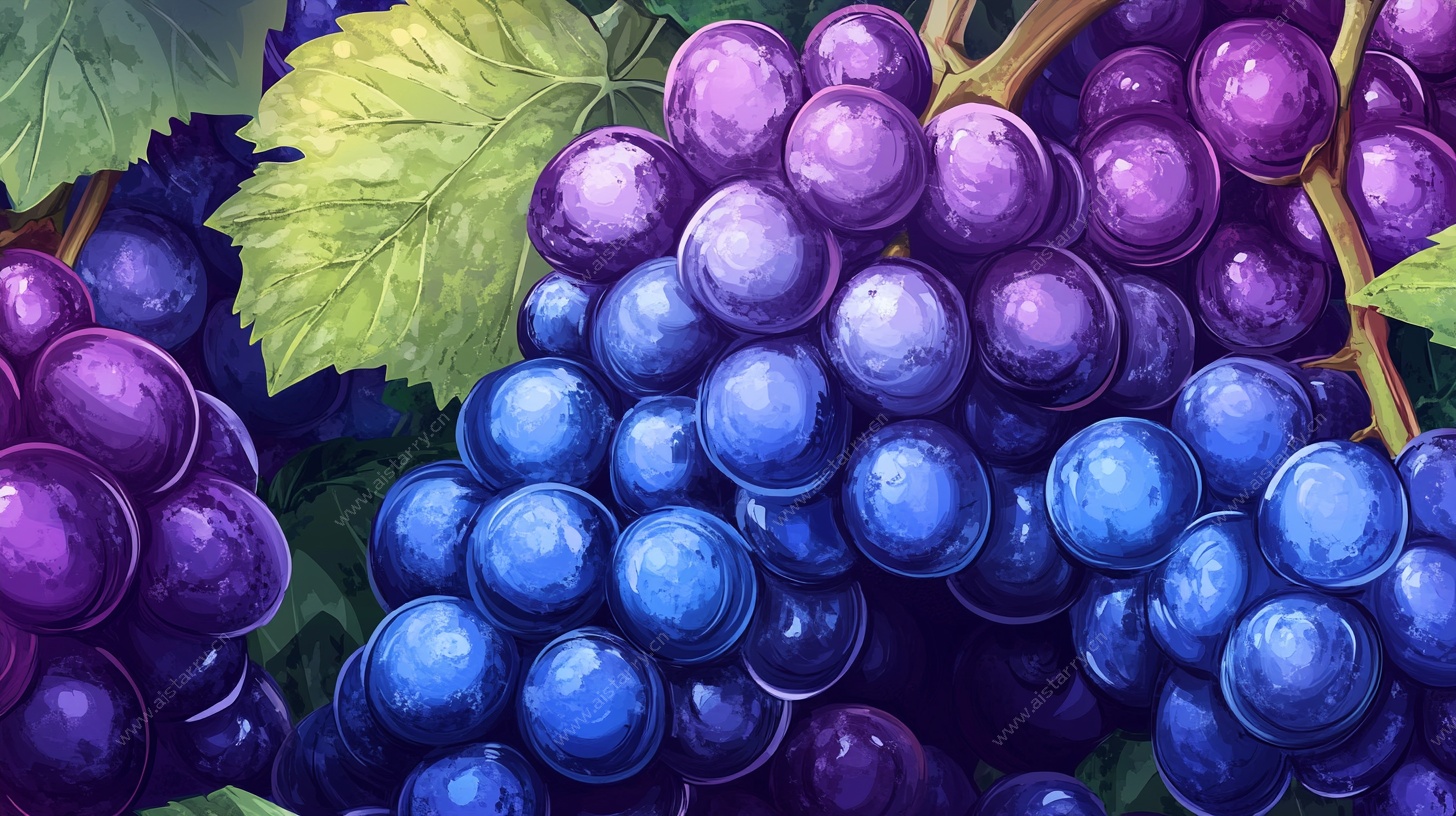 紫蓝葡萄插画