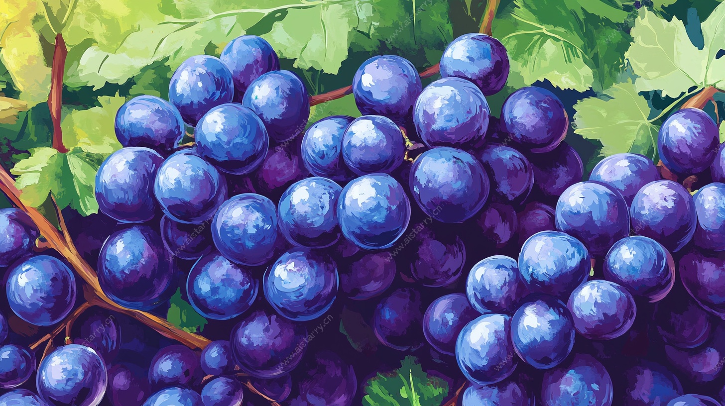 一串紫葡萄插画