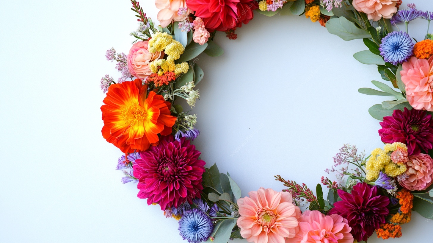 多彩鲜花花环