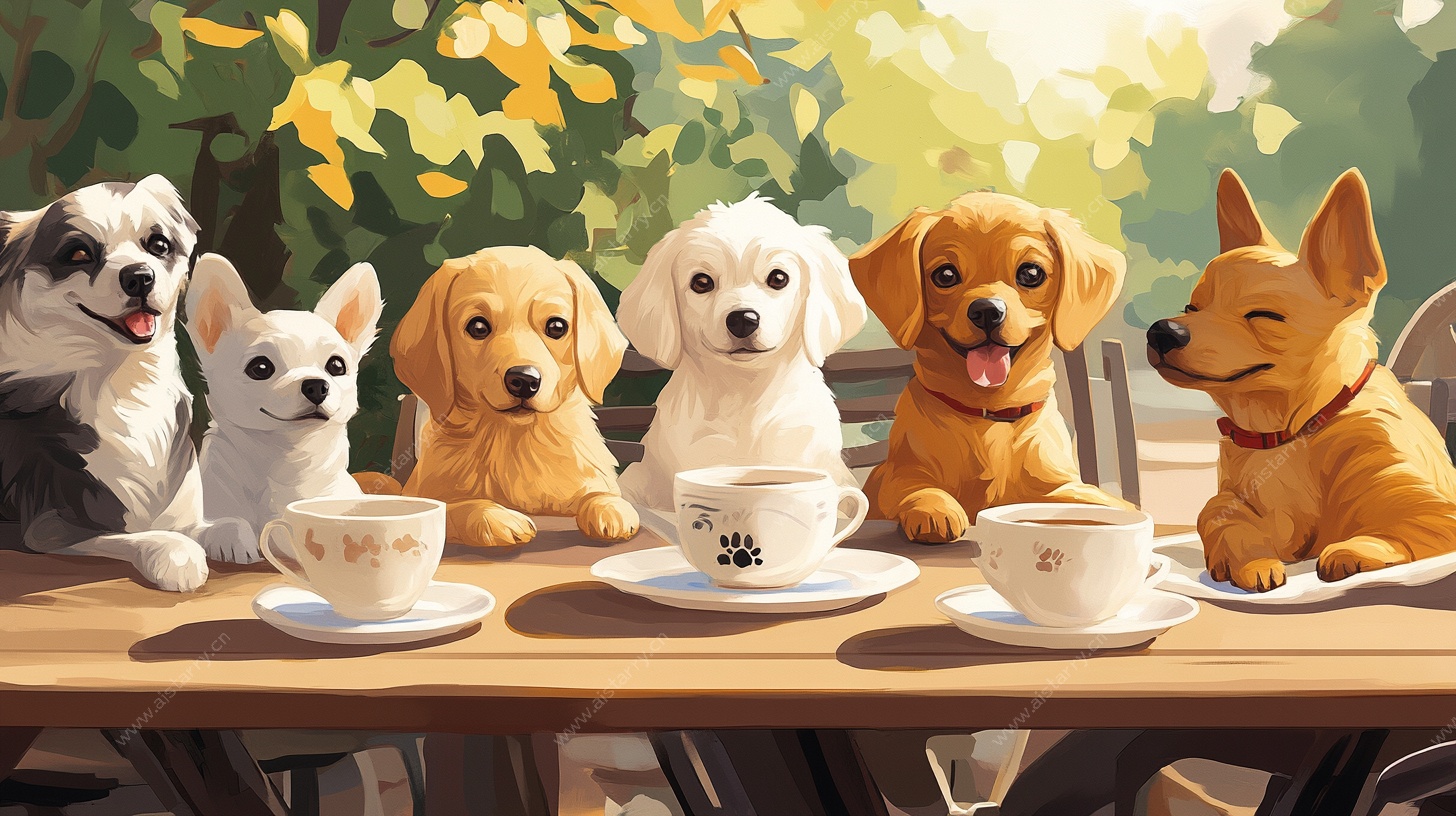 狗狗惬意下午茶时光