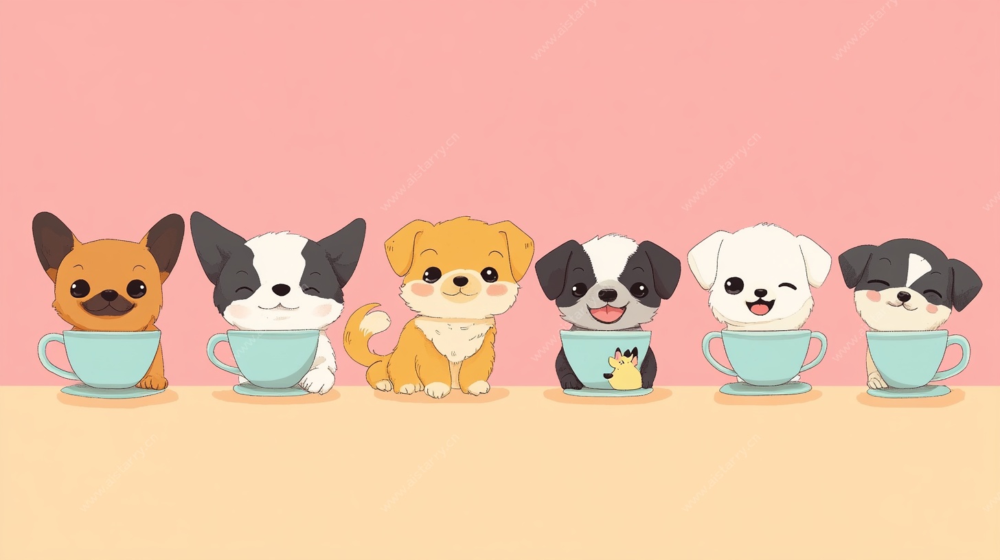 可爱小狗坐在茶杯里
