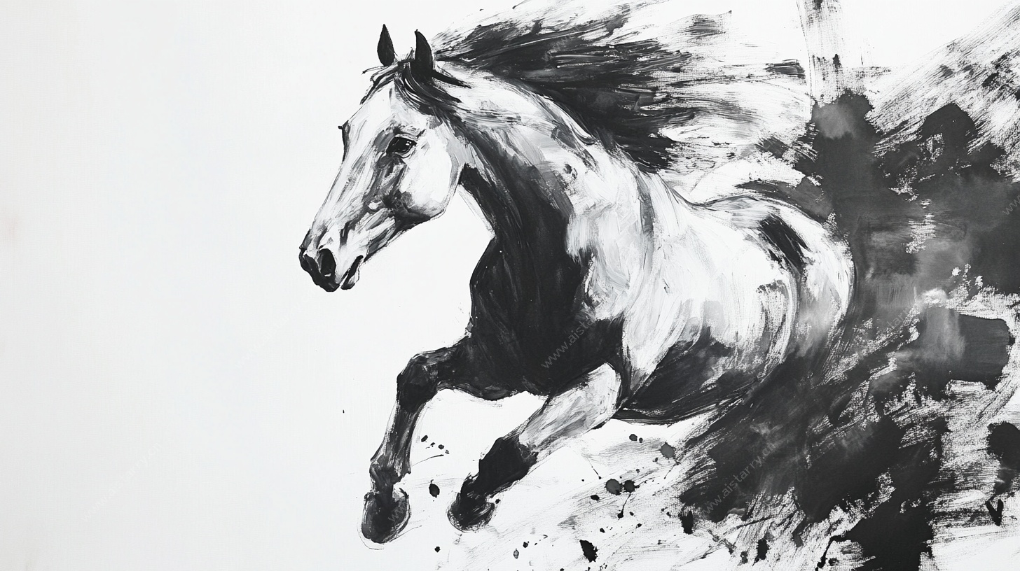 水墨奔马图