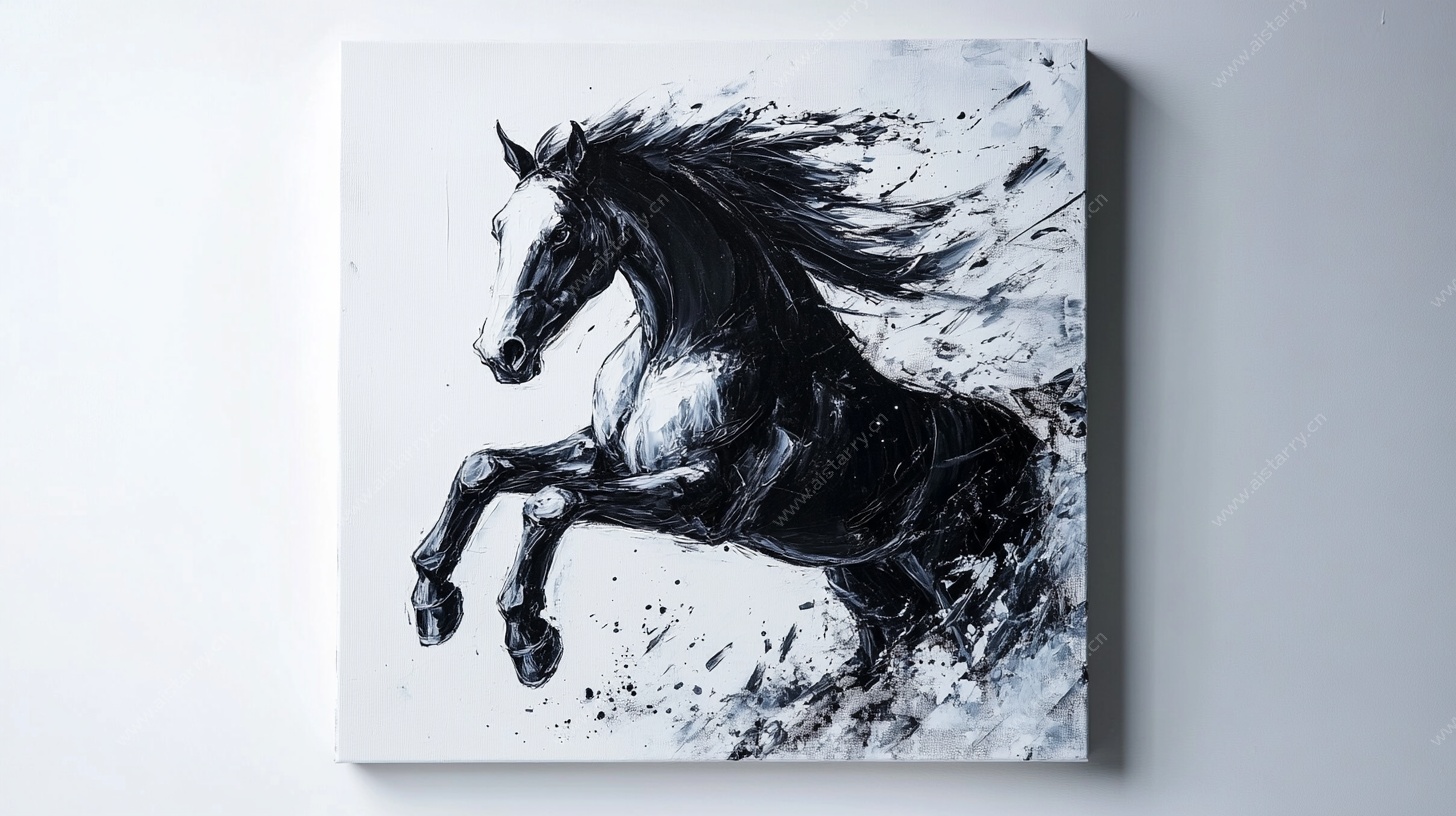 奔腾骏马抽象艺术画作