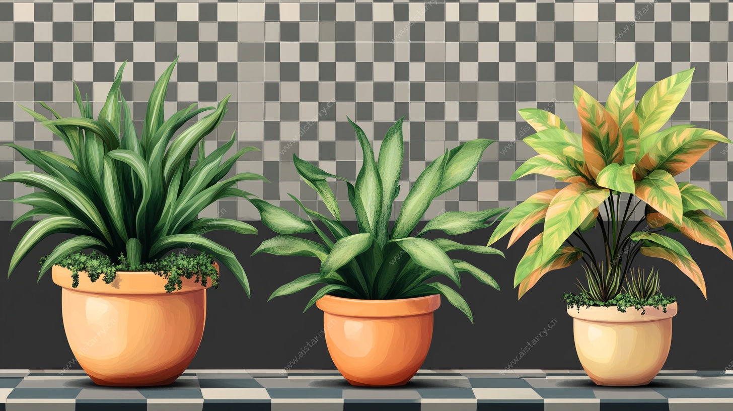 三盆绿植盆栽特写