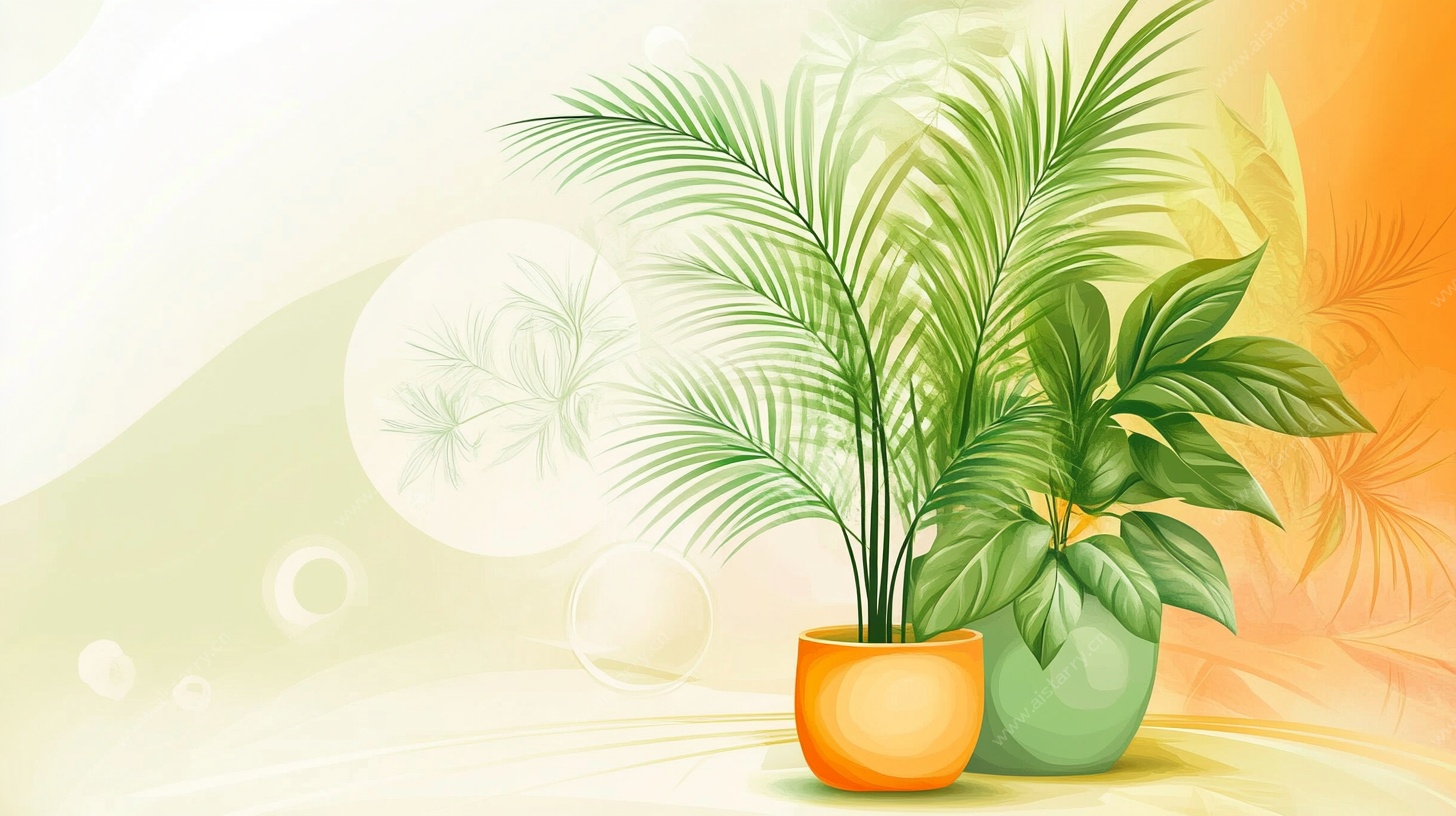 清新盆栽绿植背景图