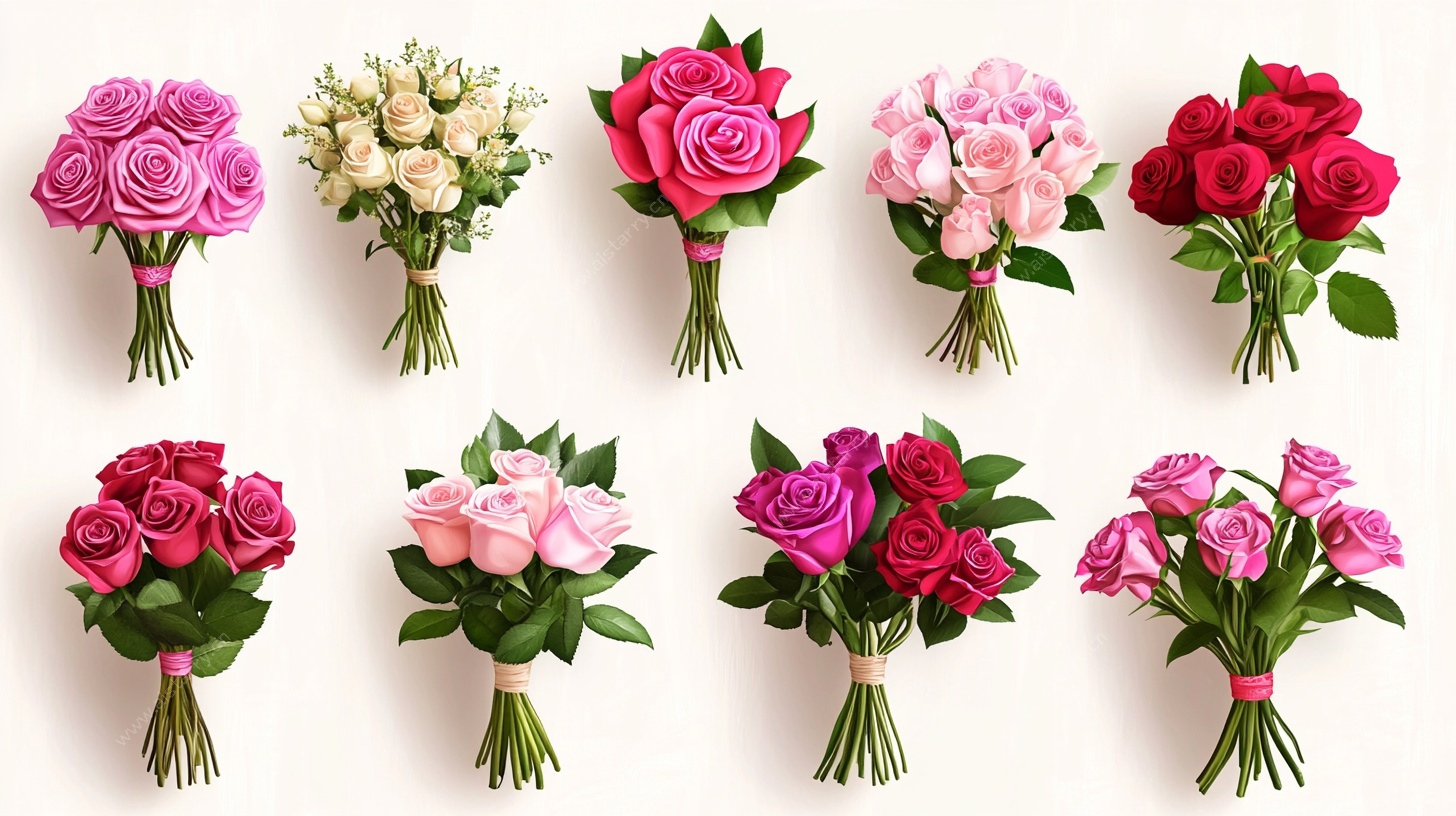 多彩玫瑰手捧花组合