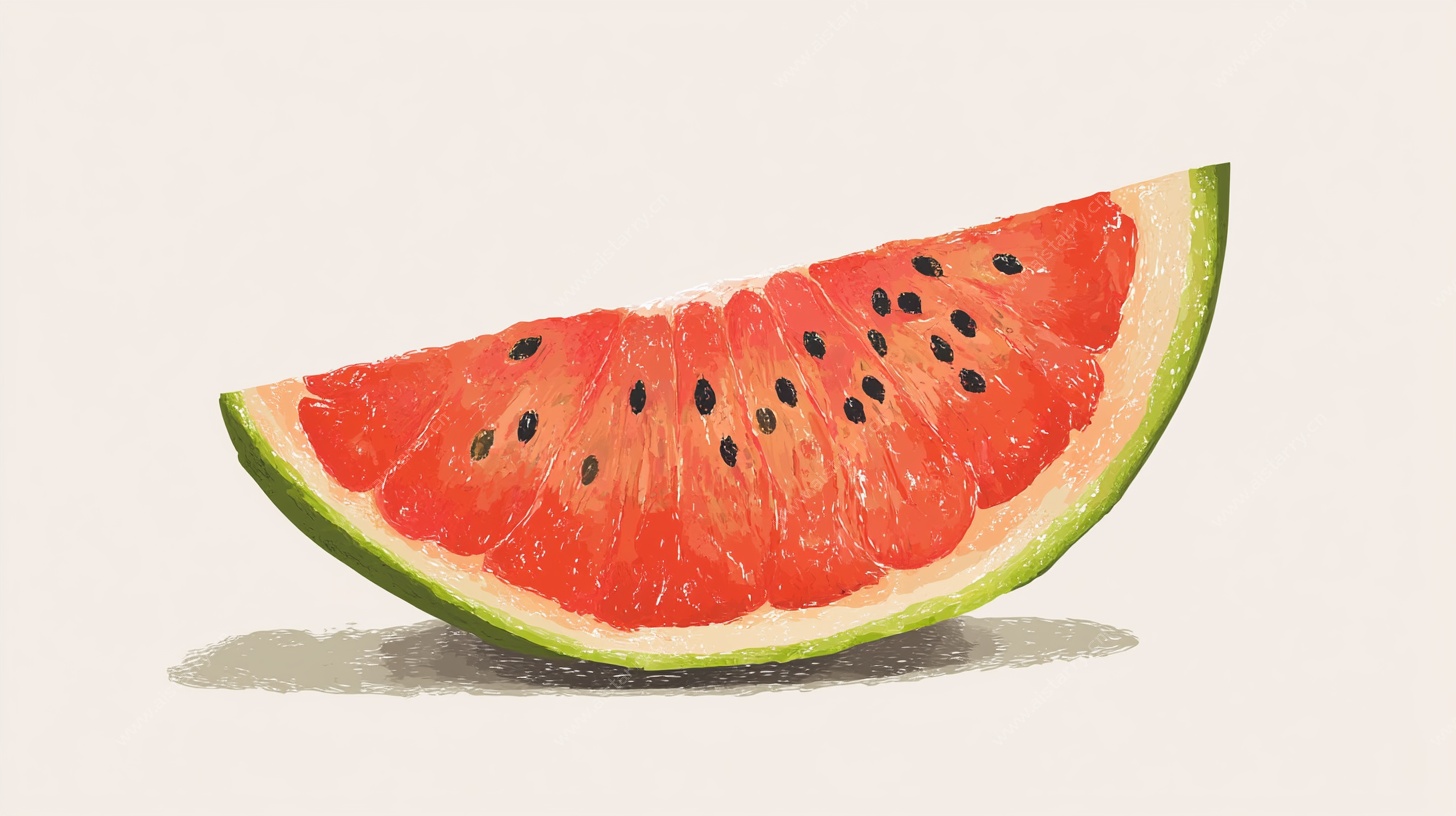 水彩风格西瓜切片图