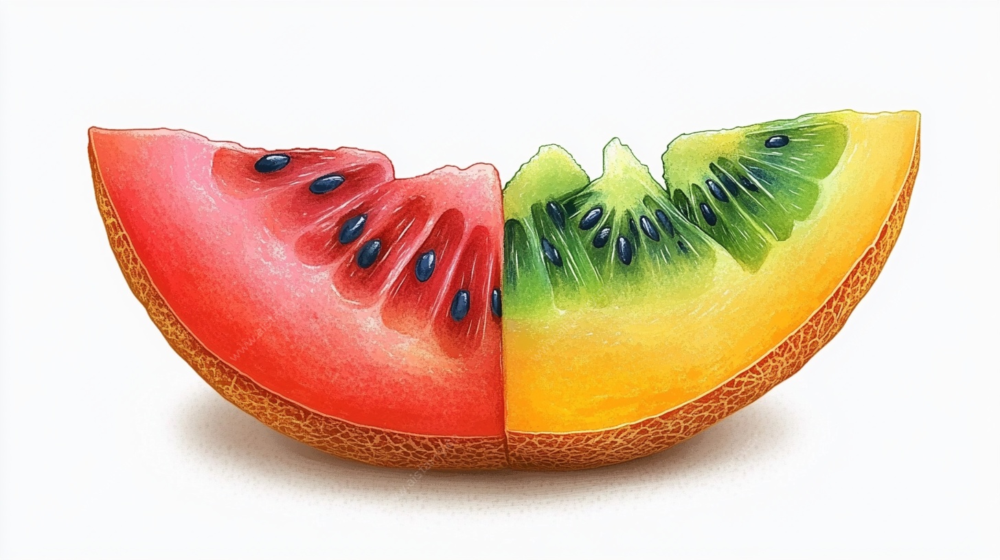 奇异瓜与西瓜融合创意切片