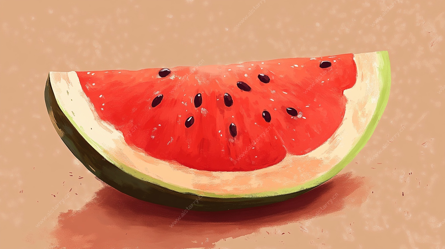 水彩风格西瓜切片图