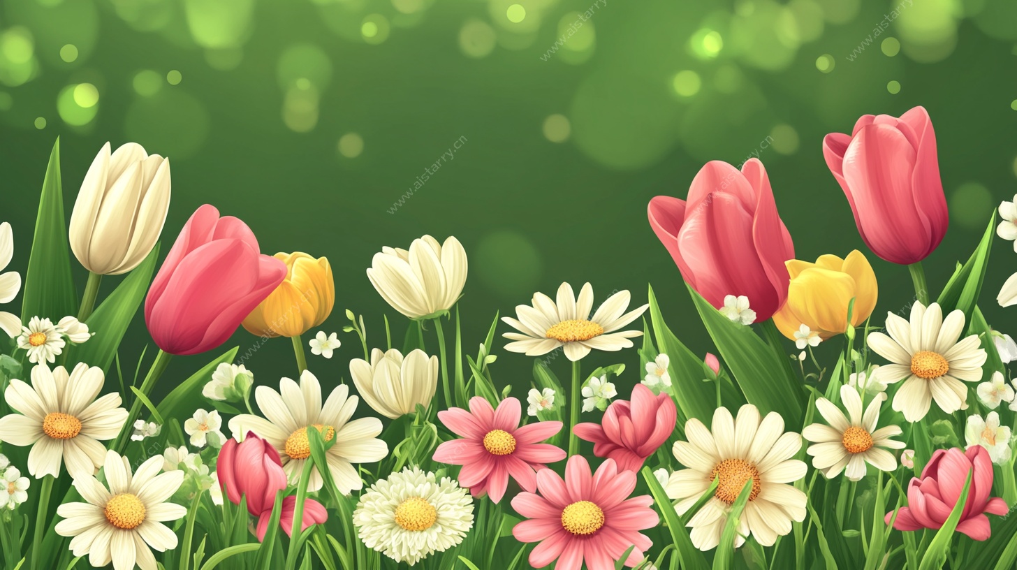 春日缤纷花卉背景图