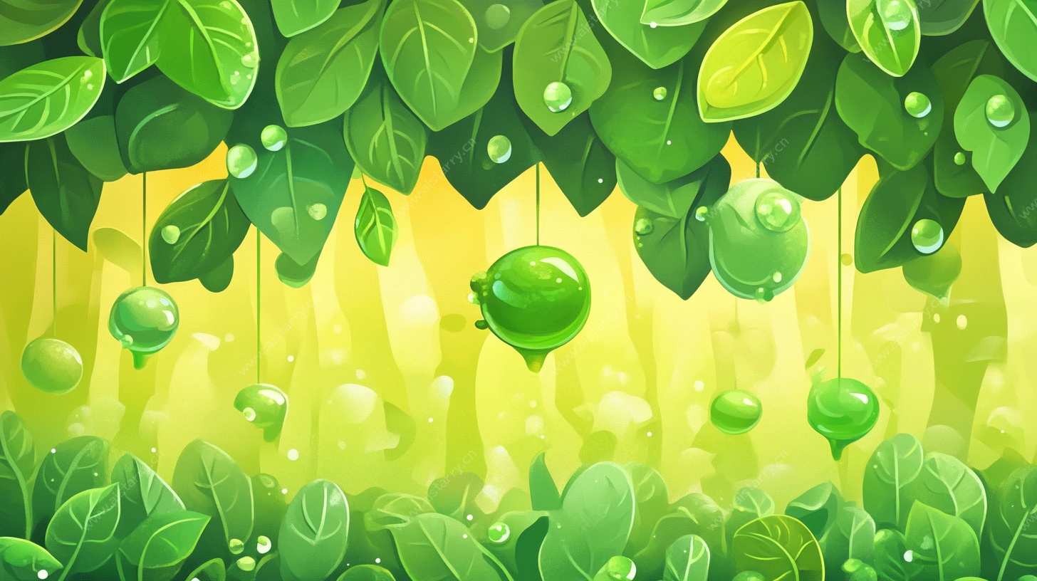 清新绿叶水滴背景图