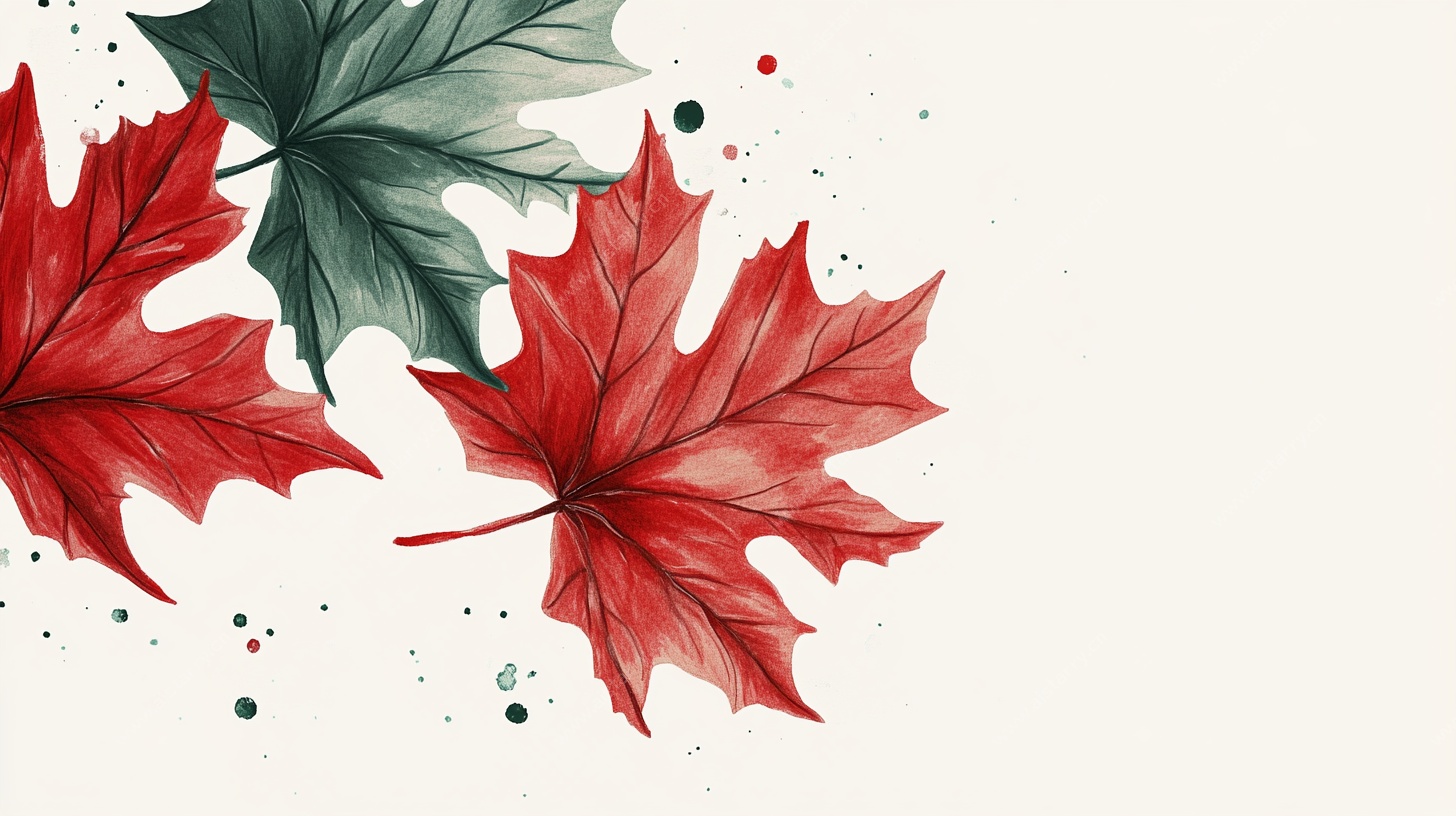 水彩风格枫叶插画