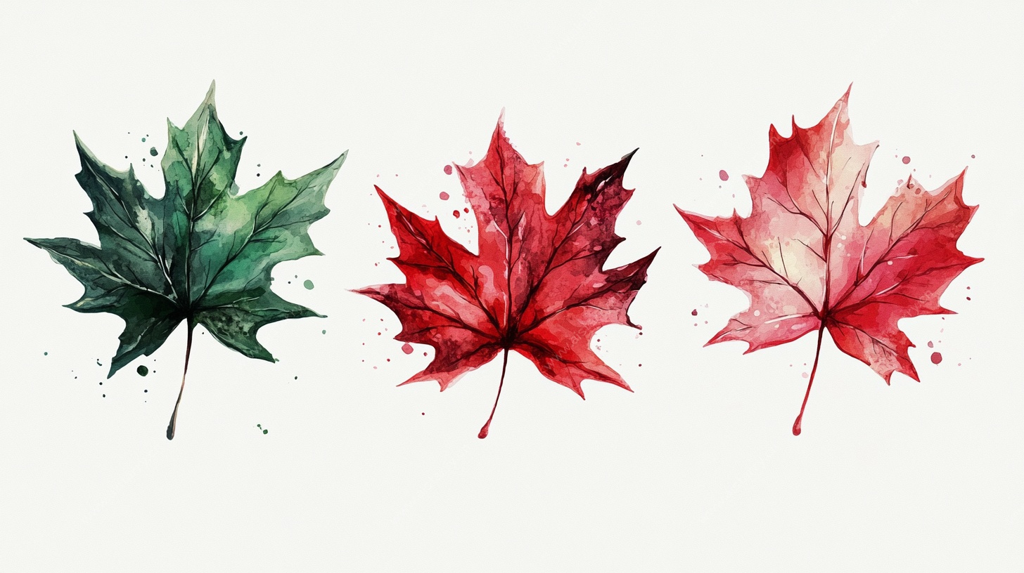 水彩枫叶三枚