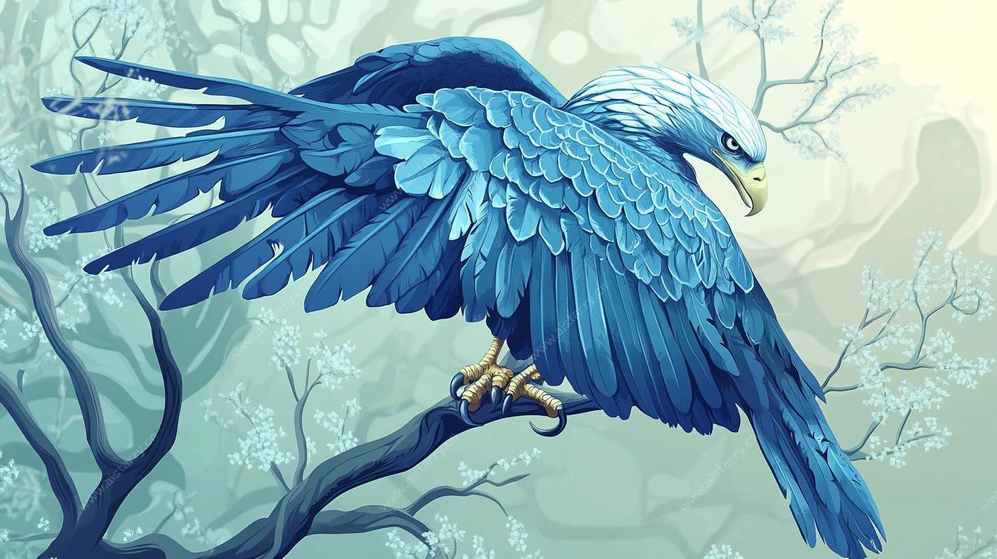 展翅蓝鹰插画