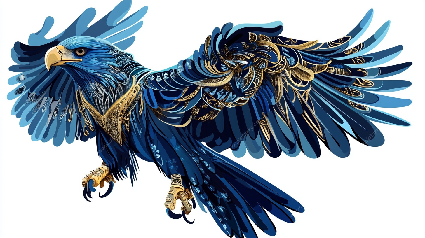 华丽蓝鹰展翅图