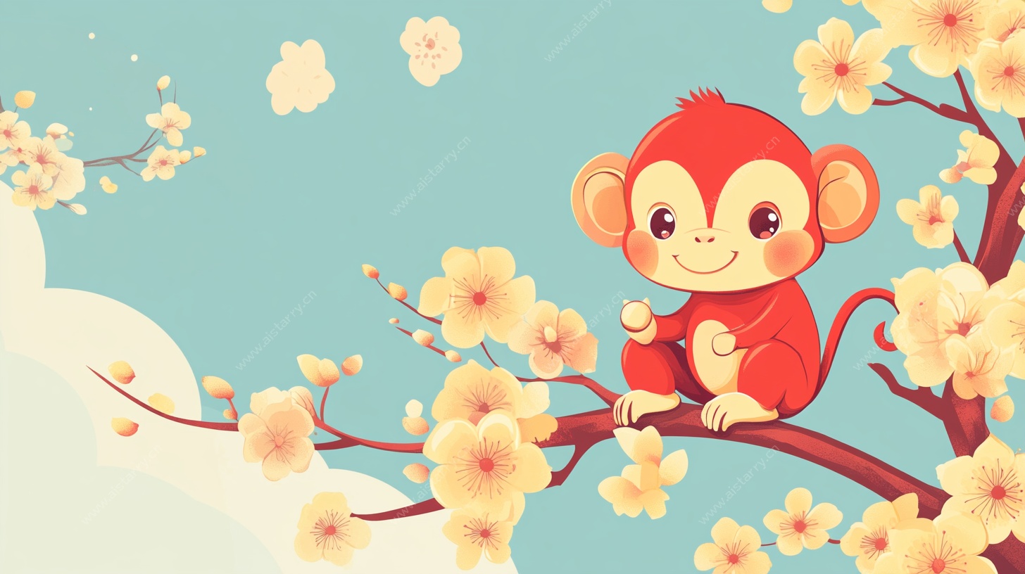 小猴赏春图