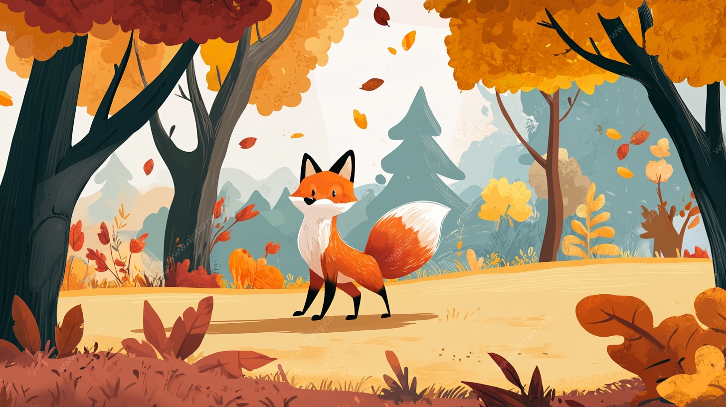 秋日森林中的狐狸漫步